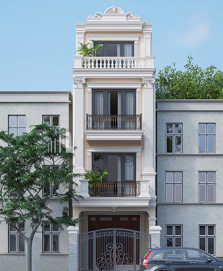 thiet ke nha ong tan co dien mat tien 4m 1